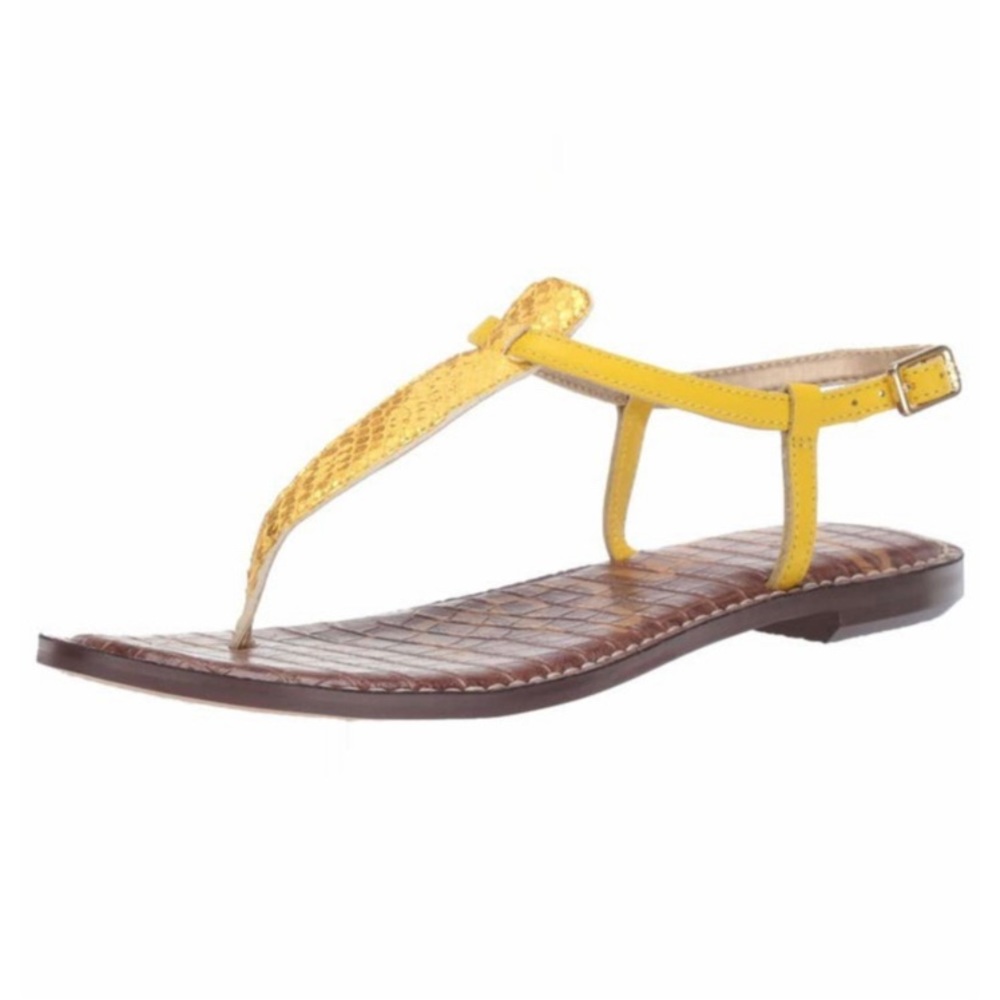 Sam Edelman | Gigi Snake Print Sandal Yellow 6 - Picture 1 of 10